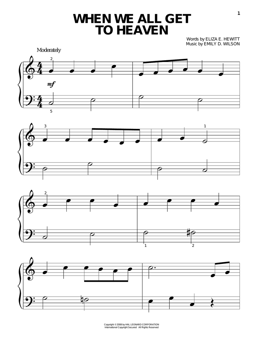 When We All Get To Heaven Piano Solo scores gallery preview page 1