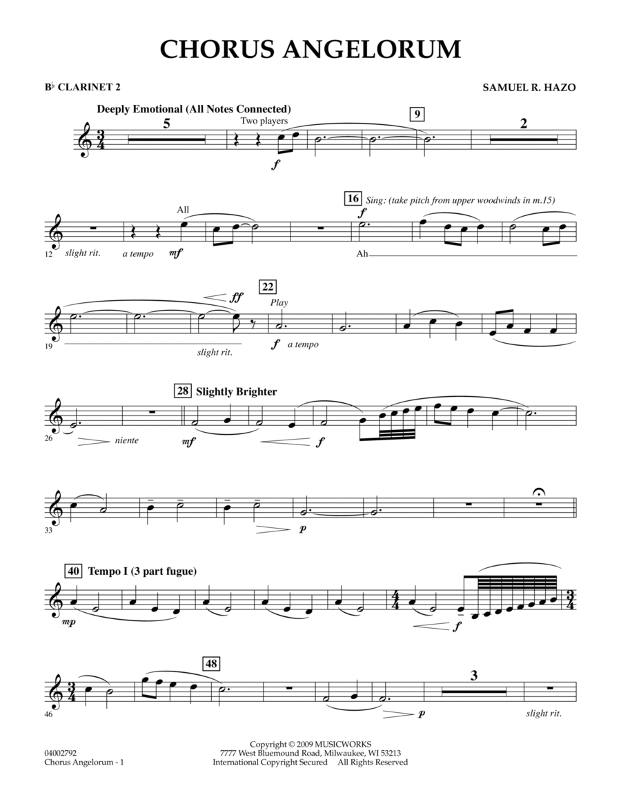 Chorus Angelorum - Bb Clarinet 2 Choir scores gallery preview page 1