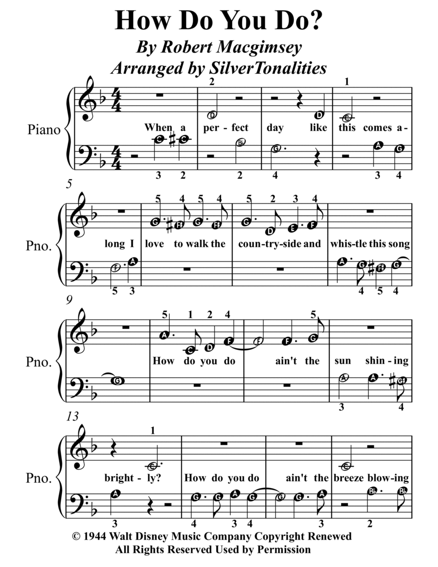 How Do You Do? Easy Piano scores gallery preview page 1