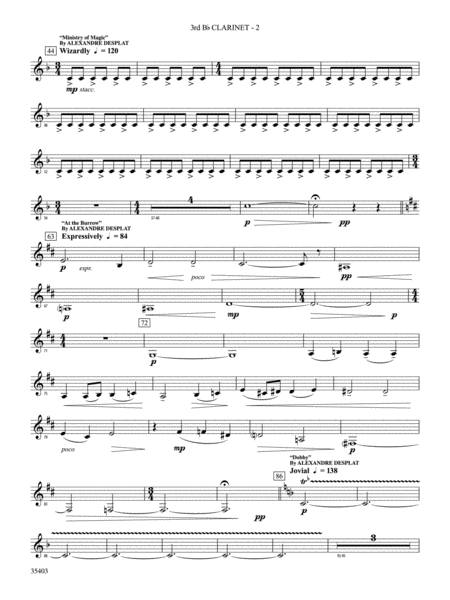 Harry Potter and the Deathly Hallows, Part 1, Suite from: 3rd B-flat Clarinet