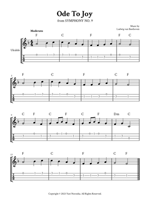 Ode To Joy - For Ukulele (F Major - with TAB and Chords)