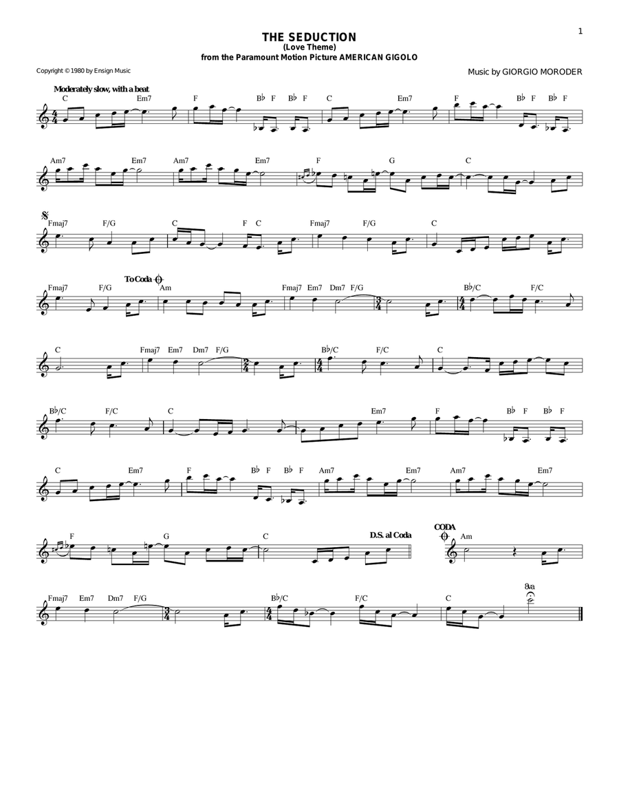 The Seduction (Love Theme) Piano scores gallery preview page 1