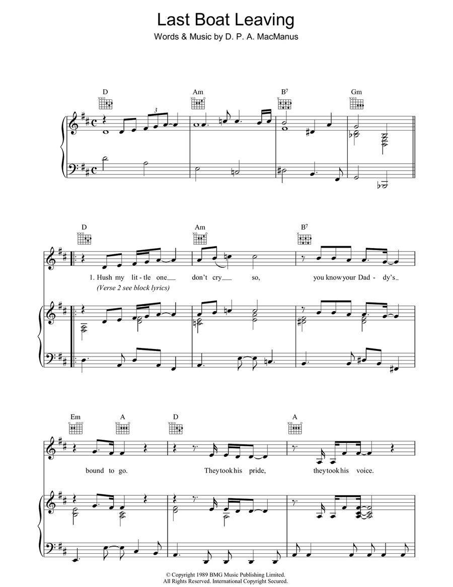 Last Boat Leaving Last Boat Leaving Piano, Vocal, Guitar scores gallery preview page 1