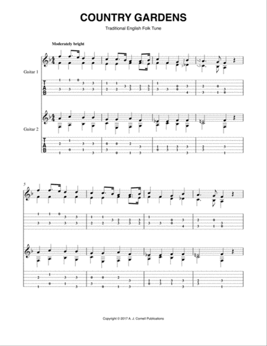 Country Gardens Acoustic Guitar scores gallery preview page 1
