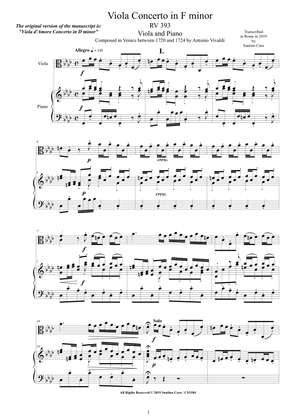 Vivaldi - Viola Concerto in F minor RV393 for Viola and Piano