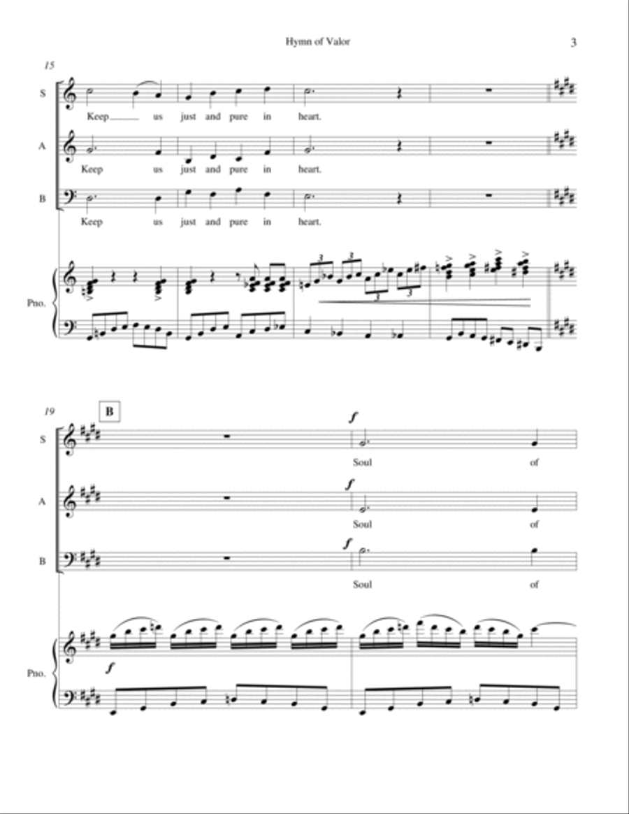 Hymn of Valor Boogie Woogie 3-Part scores gallery preview page 4