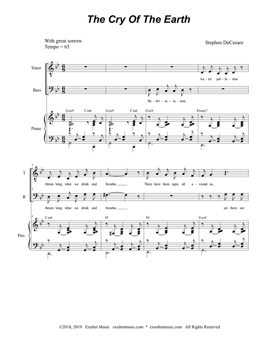 The Cry Of The Earth (2-part choir - (TB) TB scores gallery preview page 1