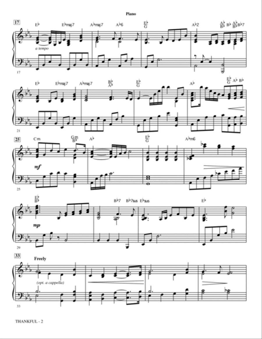 Thankful (arr. Mark Hayes) - Piano Choir scores gallery preview page 2
