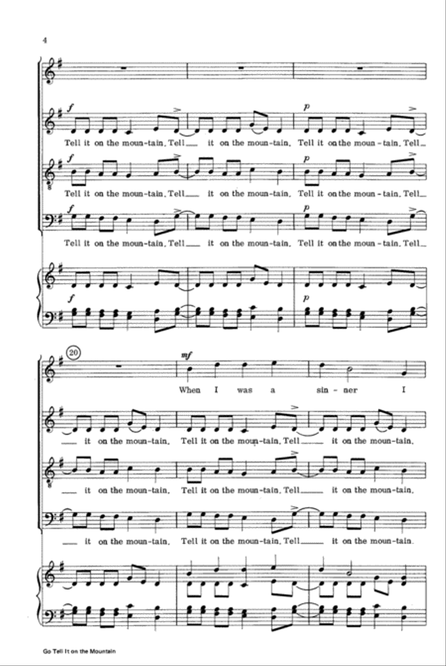 Go, Tell It on the Mountain 4-Part scores gallery preview page 4