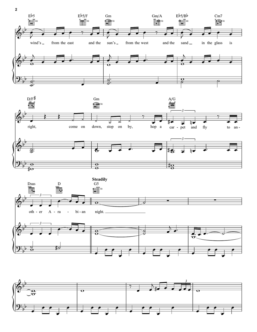Arabian Nights (2019) (from Disney's Aladdin) Piano, Vocal, Guitar scores gallery preview page 2