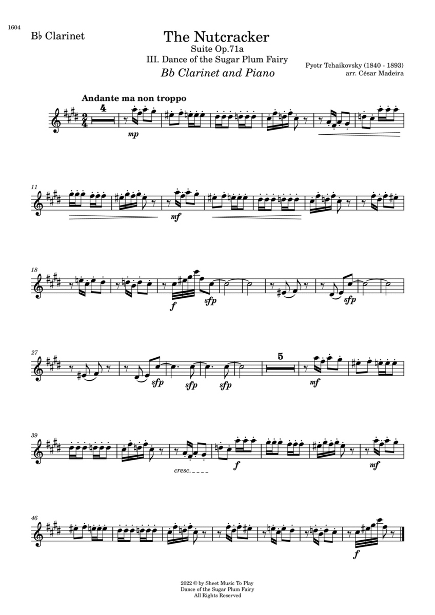 Dance of the Sugar Plum Fairy - Bb Clarinet and Piano (Individual Parts) image number null
