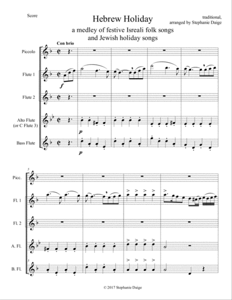 Hebrew Holiday for Flute Choir Flute Choir scores gallery preview page 3