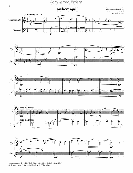 Andromaque : Six Bongatelles (Trumpet in C/Bassoon)