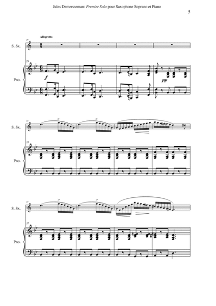 Jules Demersseman : Premier Solo : Andante et Allegretto for soprano saxophone and piano