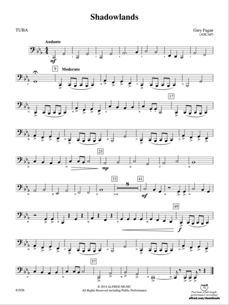 Shadowlands: Tuba Shadowlands: Tuba Concert Band scores gallery preview page 1