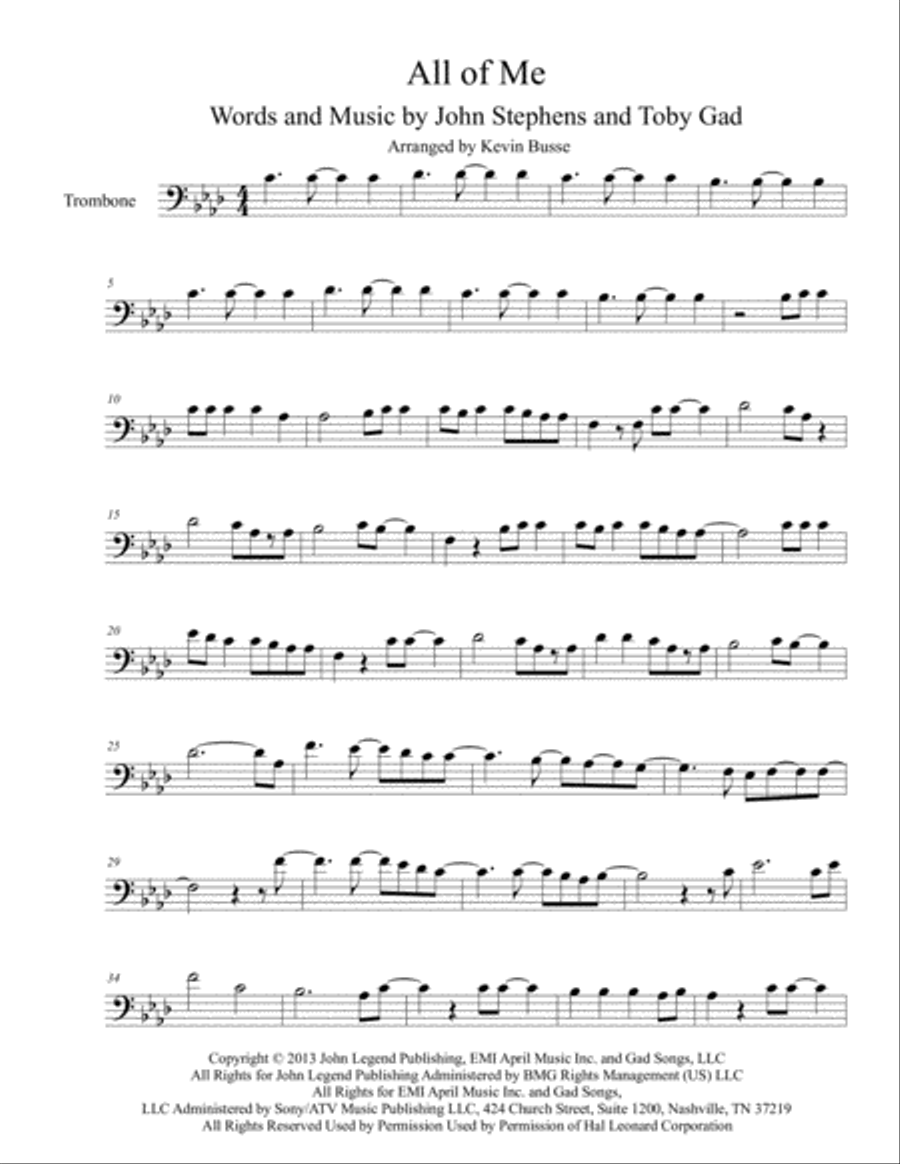 All Of Me Trombone Solo scores gallery preview page 1
