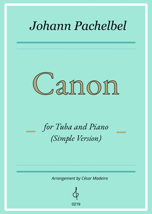 Book cover for Pachelbel's Canon in D - Tuba and Piano - Simple Version (Full Score)