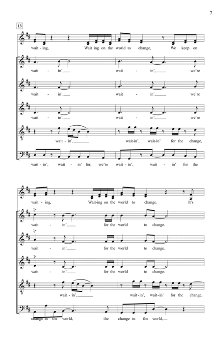 Waiting On The World To Change 4-Part scores gallery preview page 5