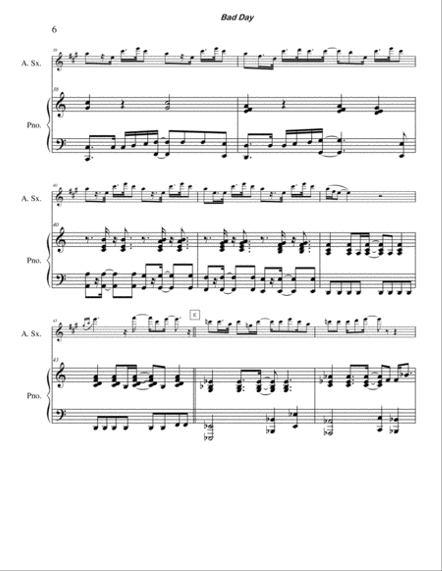 Bad Day Bad Day Alto Saxophone scores gallery preview page 6