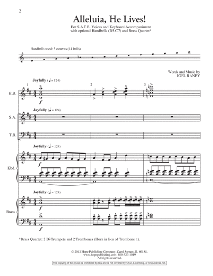 Alleluia, He Lives! Alleluia, He Lives! Handbell Choir scores gallery preview page 2
