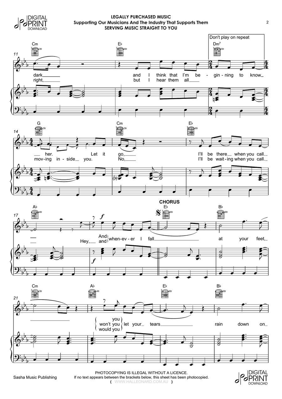 Fall At Your Feet Piano, Vocal, Guitar scores gallery preview page 2