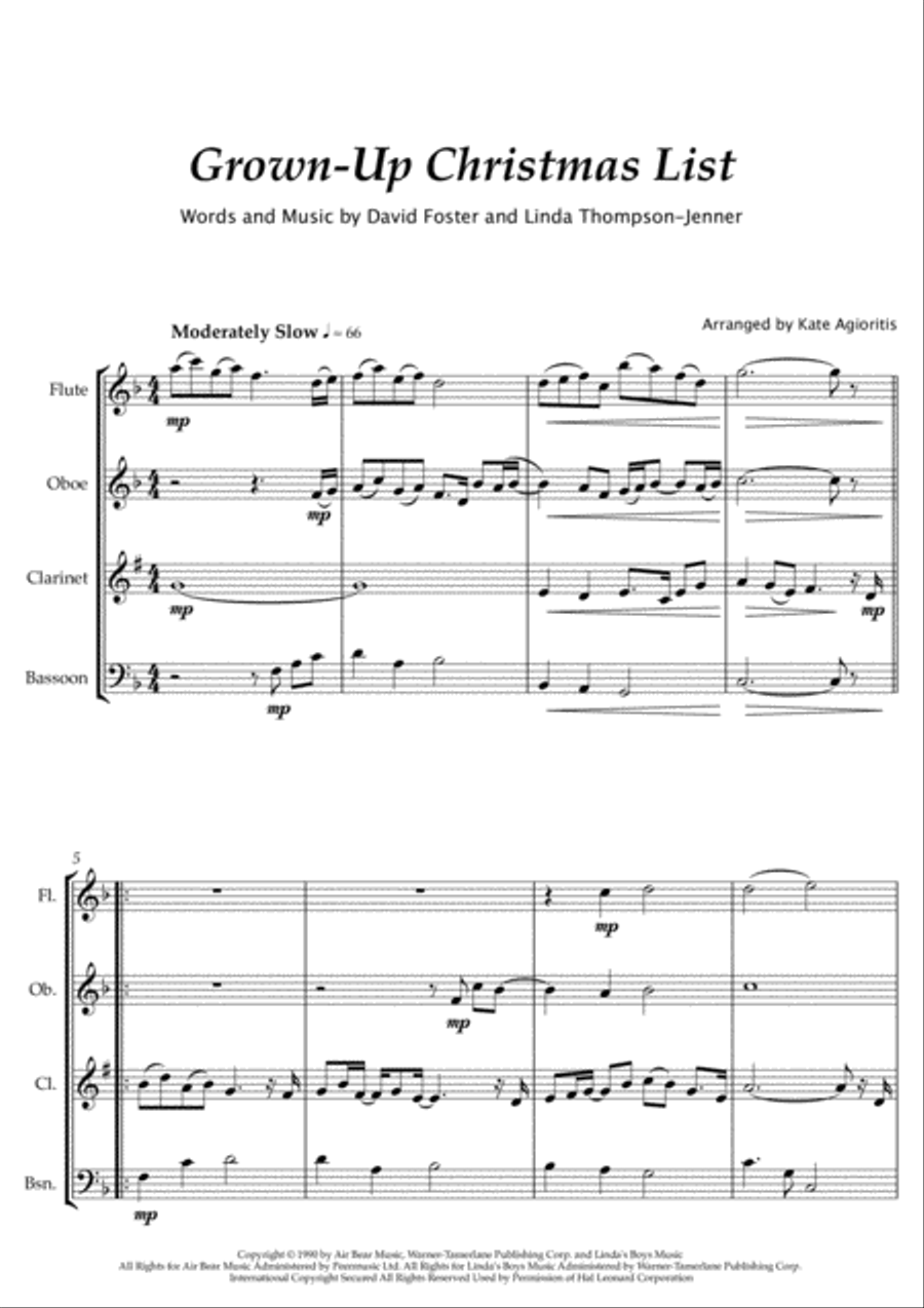 Grown-Up Christmas List Woodwind Quartet scores gallery preview page 2