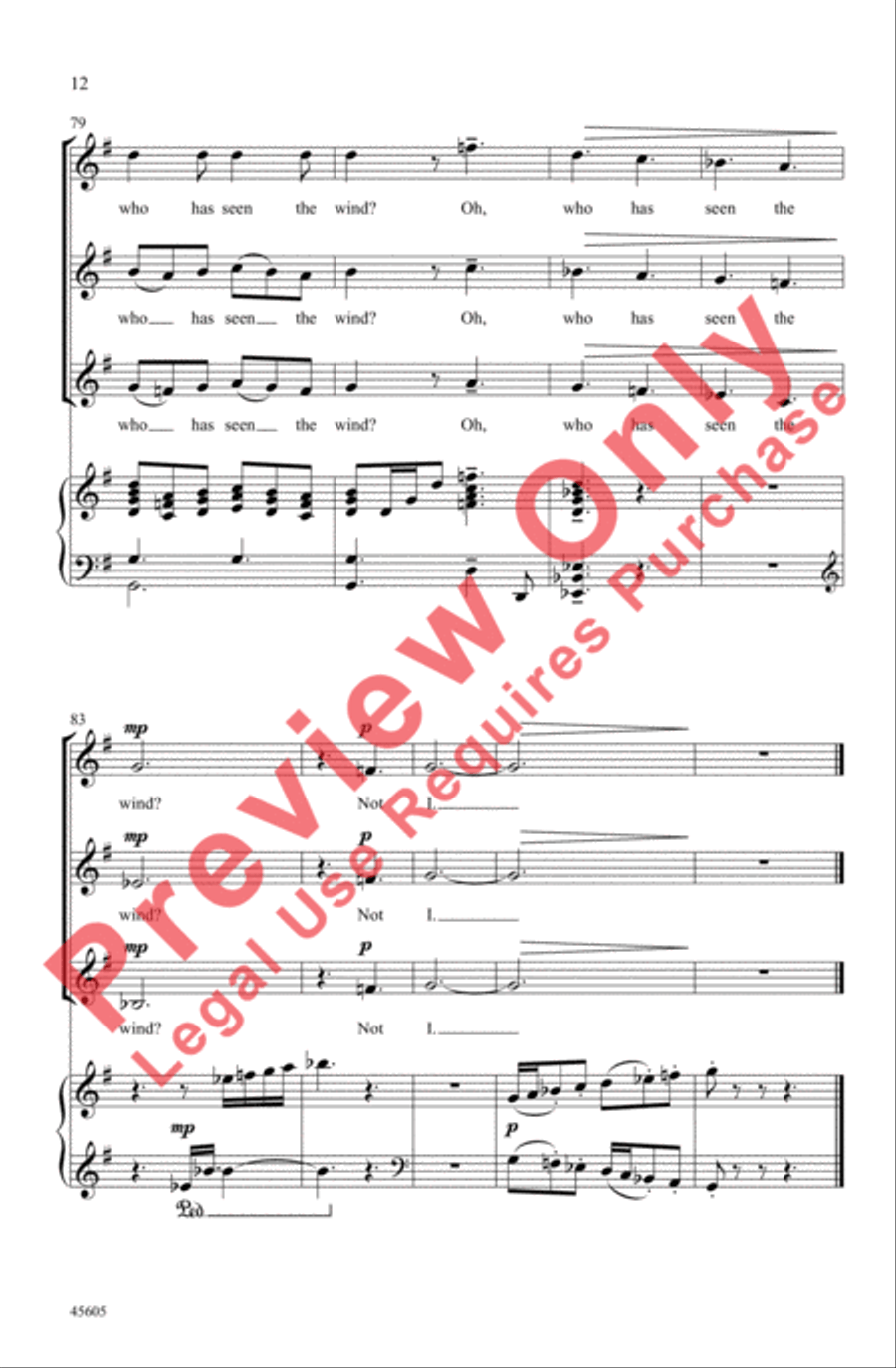 Who Has Seen the Wind? Women's Choir scores gallery preview page 12