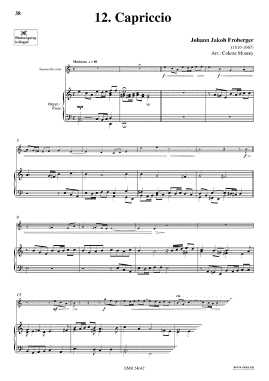 40 Greatest Baroque Hits Volume 1 Soprano Recorder scores gallery preview page 14