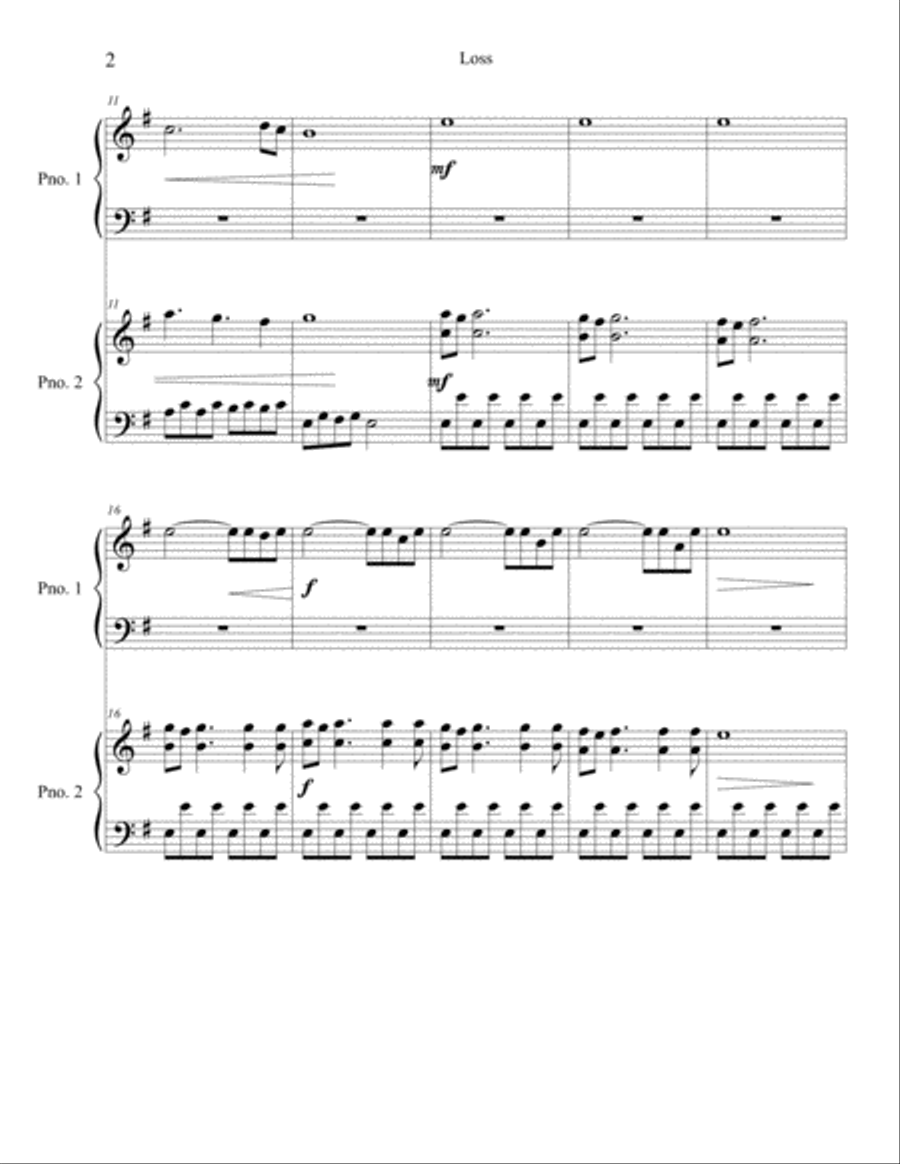 Loss Easy Piano scores gallery preview page 2