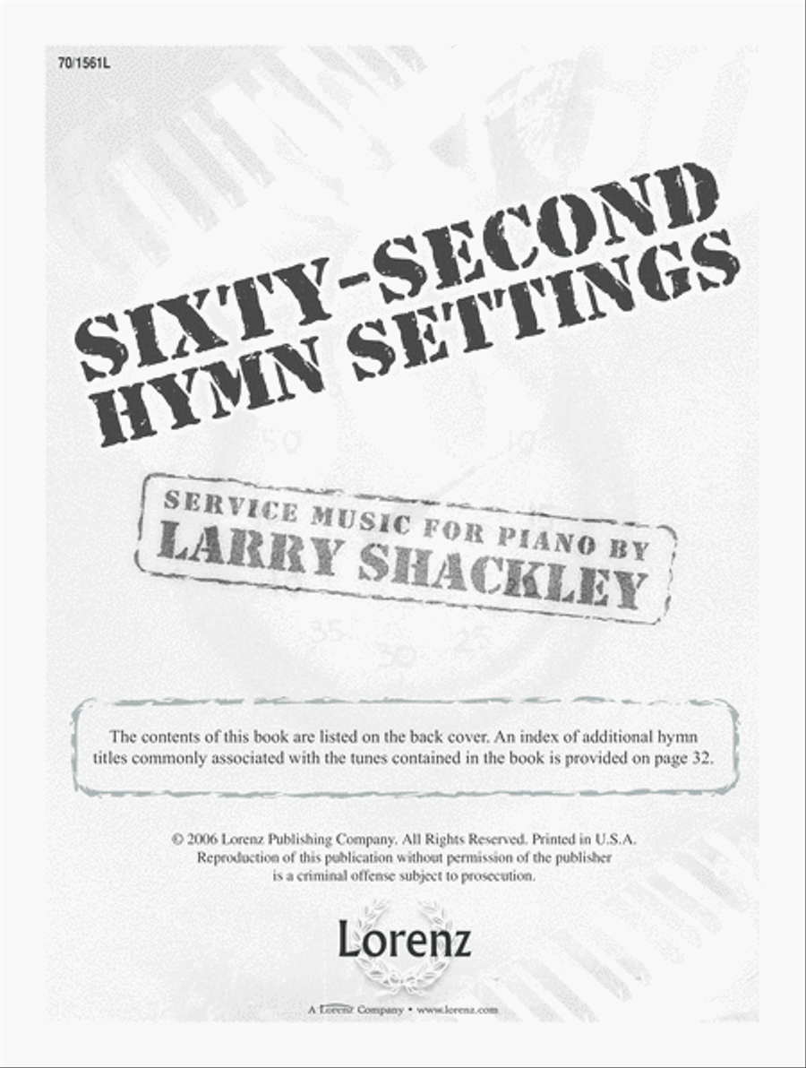 Sixty-Second Hymn Settings Piano Solo scores gallery preview page 1