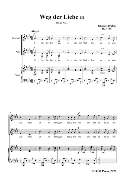 Brahms-Weg der Liebe I-Way of Love I,Op.20 No.1,in E Major,from Three Duets