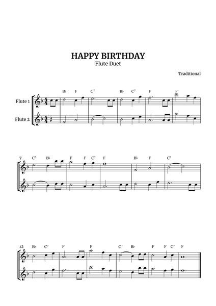 Happy Birthday - Flute Duet image number null