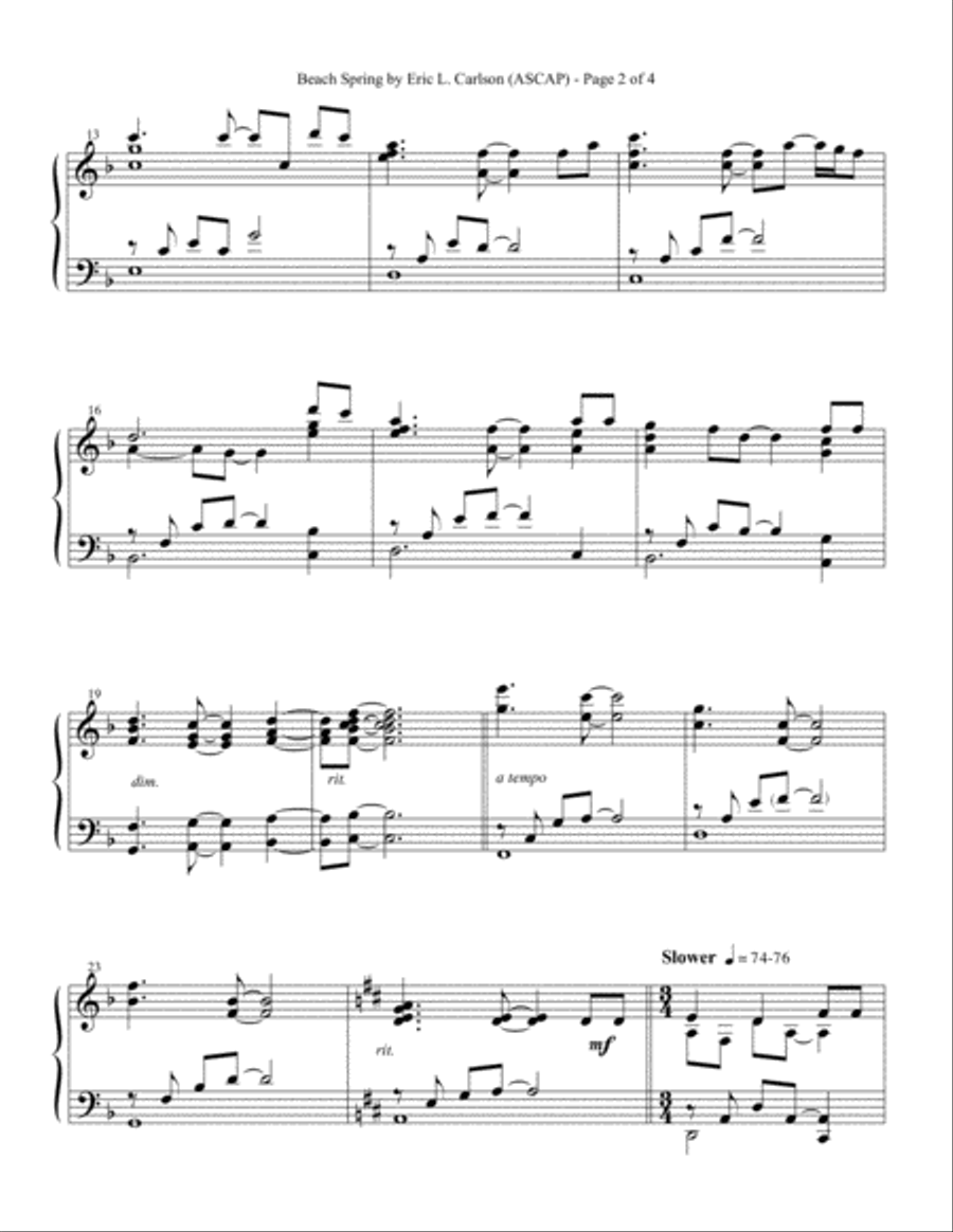 Beach Spring - Piano Solo by Eric Carlson Piano Solo scores gallery preview page 3