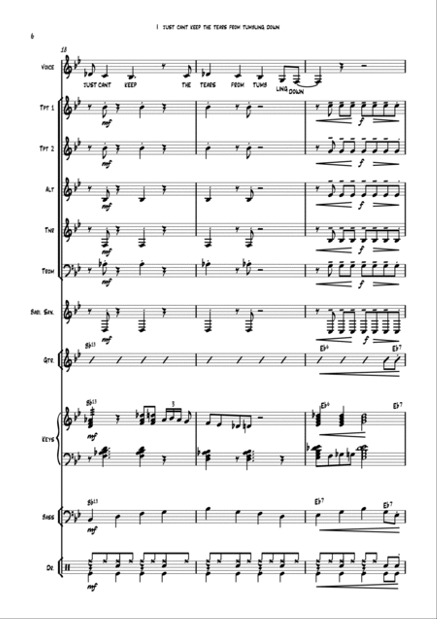 I Just Can't Keep The Tears From Tumblin Down Jazz Ensemble scores gallery preview page 6