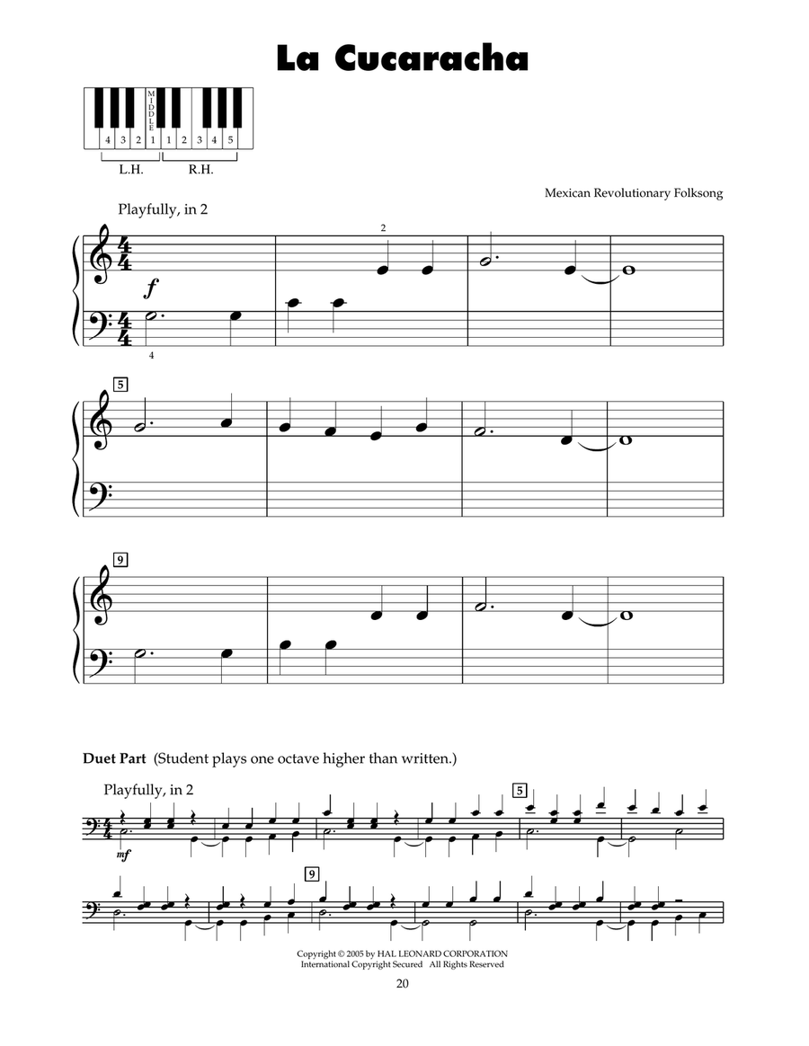 La Cucaracha Piano scores gallery preview page 1