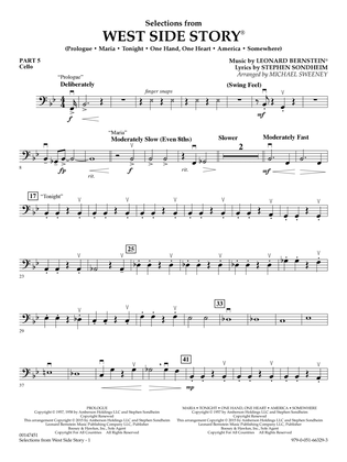 West Side Story (Selections for Flex-Band) (arr. Michael Sweeney) - Pt.5 - Cello