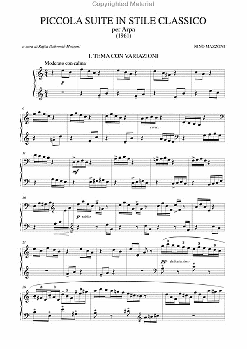 Piccola Suite in stile classico for Harp (1961)