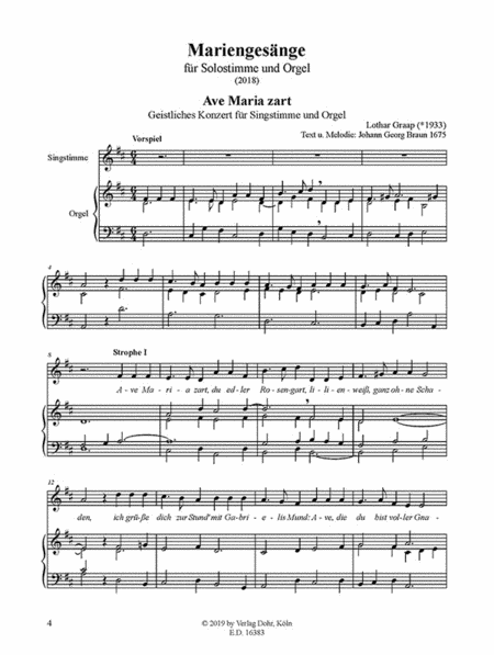 Mariengesänge für Singstimme und Orgel