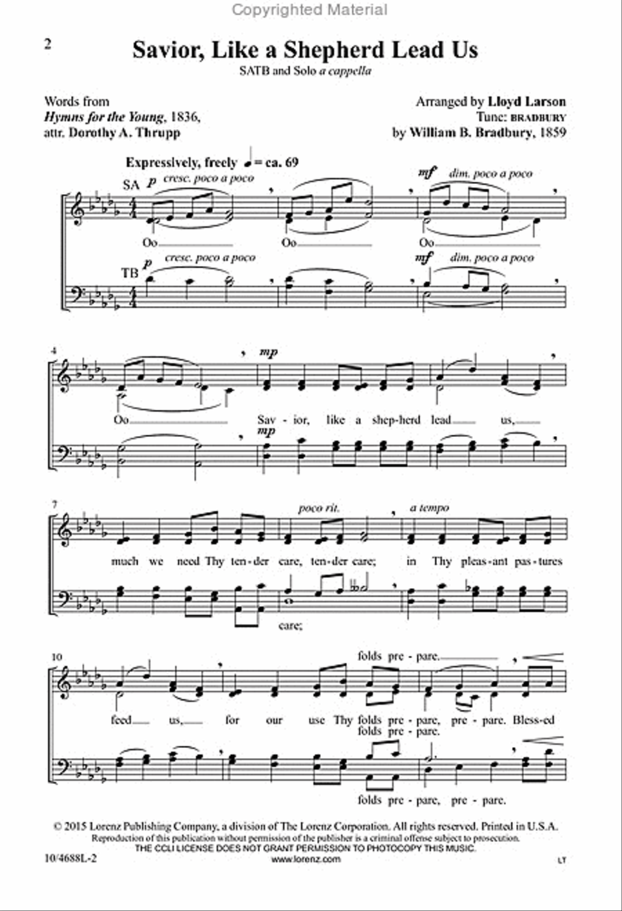 Savior, Like a Shepherd Lead Us 4-Part scores gallery preview page 2