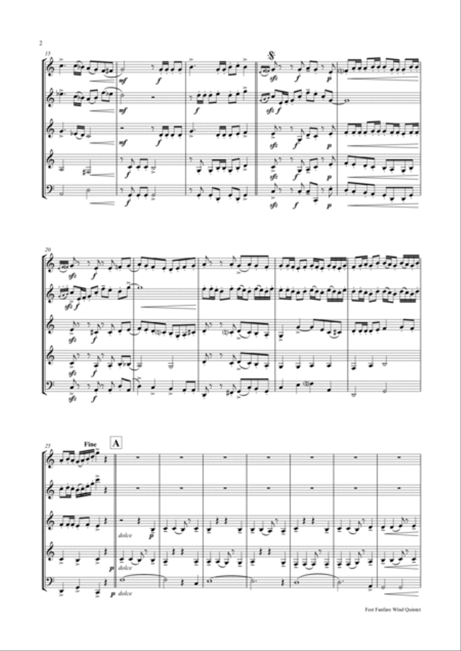 Fest Fanfare (Wind Quintet) Woodwind Quintet scores gallery preview page 2