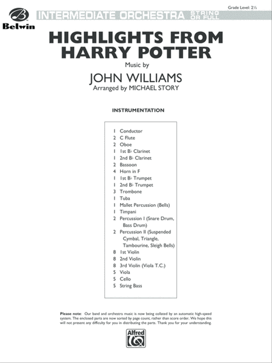 Book cover for Harry Potter, Highlights from: Score