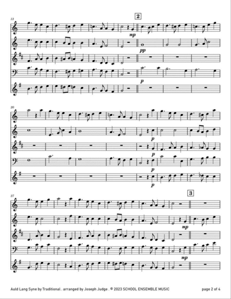 Auld Lang Syne for Woodwind Quartet in Schools Woodwind Quartet scores gallery preview page 2