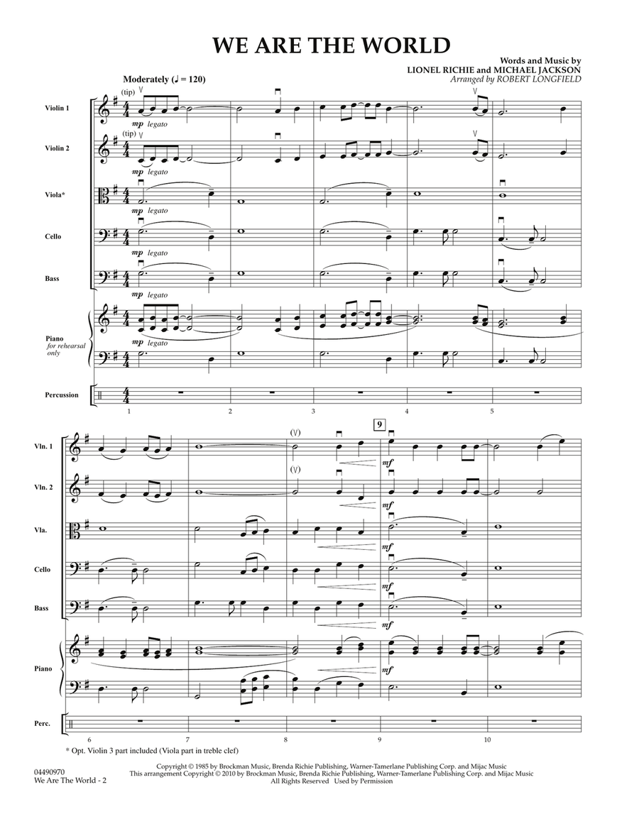 We Are The World - Full Score Orchestra scores gallery preview page 2