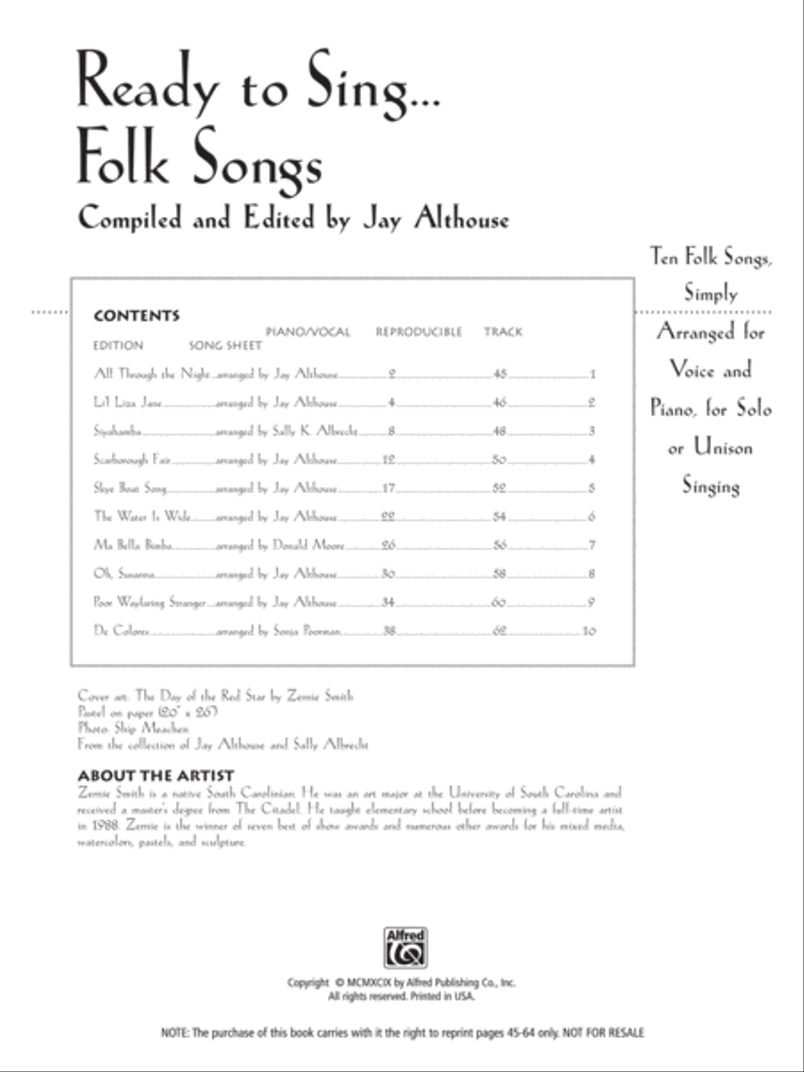 Ready to Sing . . . Folk Songs Voice scores gallery preview page 2
