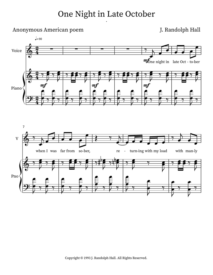 One Night in Late October Voice scores gallery preview page 1