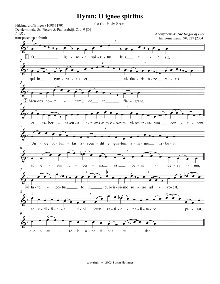 Hymn: O ignee spiritus from the Anonymous 4 album 