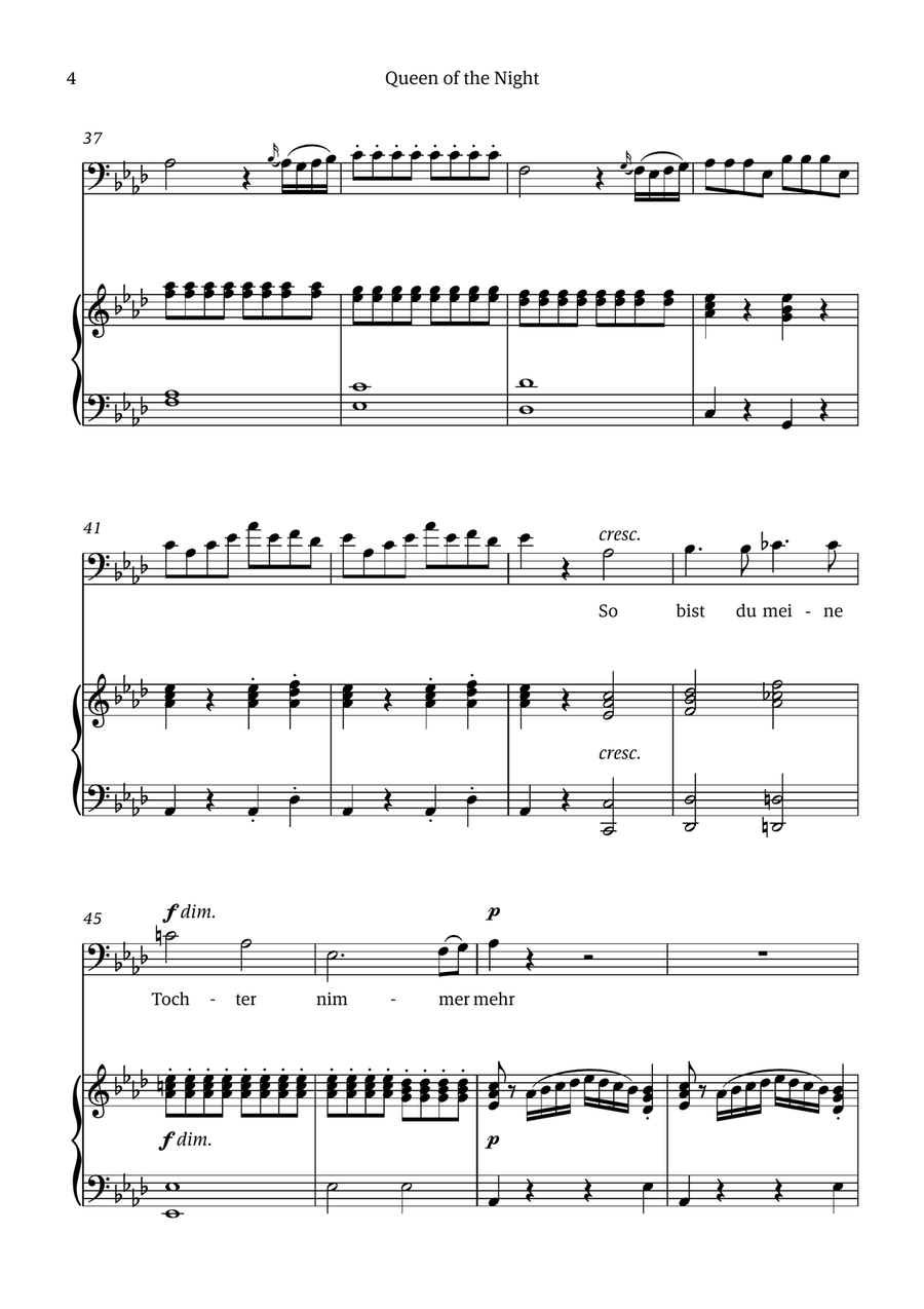 Queen of the Night (aria) - for BASS in F minor Chamber Music scores gallery preview page 4