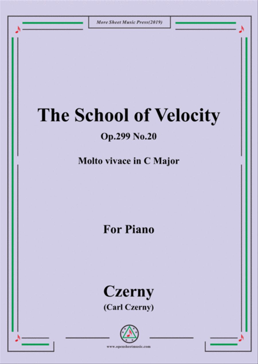Czerny-The School of Velocity,Op.299 No.20,Molto vivace in C Major,for Piano Piano Solo scores gallery preview page 1