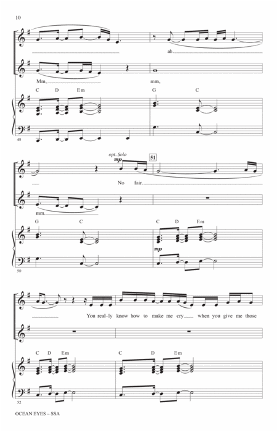 ocean eyes (arr. Roger Emerson) SSA scores gallery preview page 9