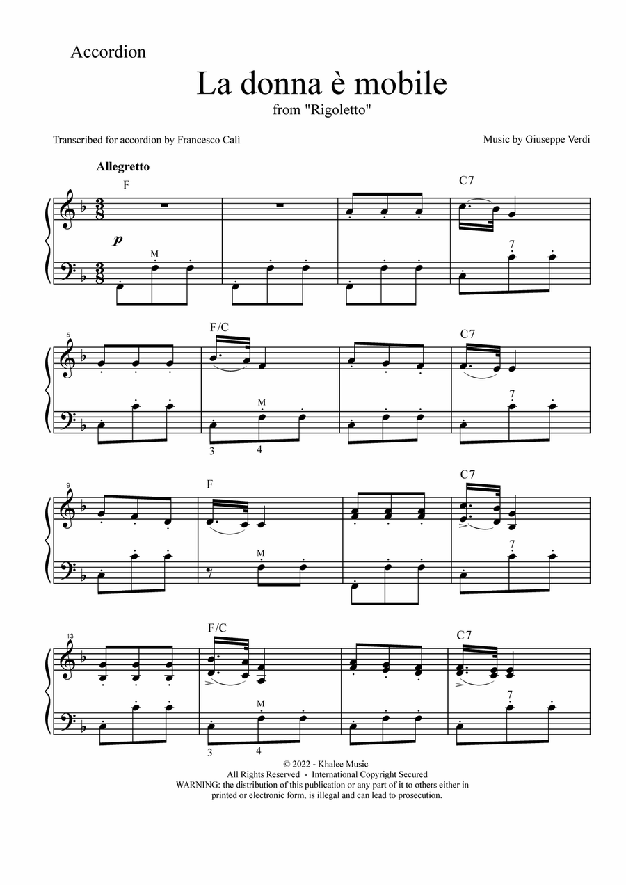 La donna è mobile La donna è mobile Accordion scores gallery preview page 2